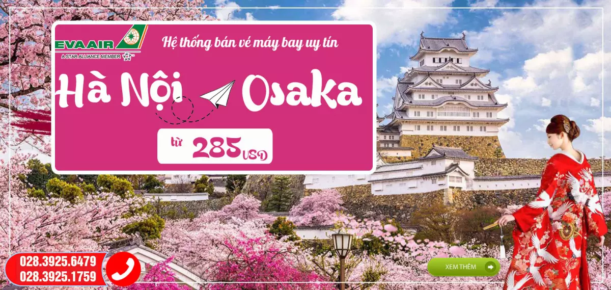 vé máy bay Hà Nội đi Osaka