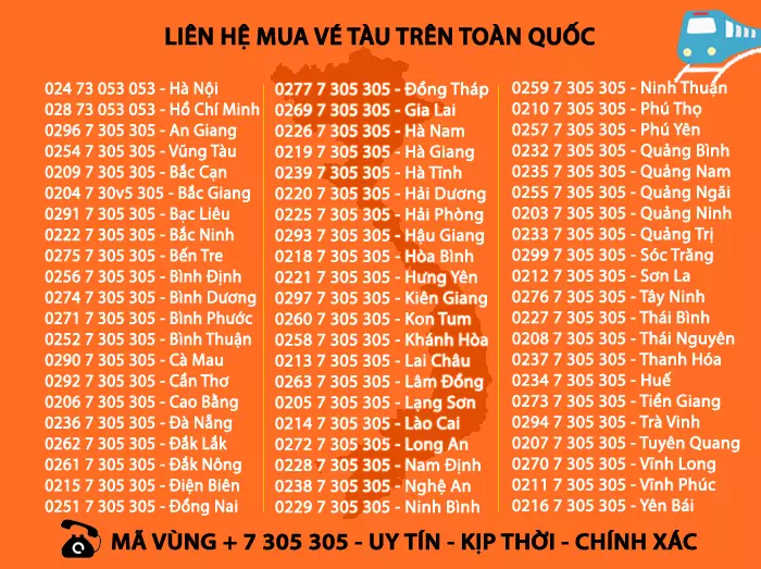 Liên hệ mua vé tàu trên toàn quốc