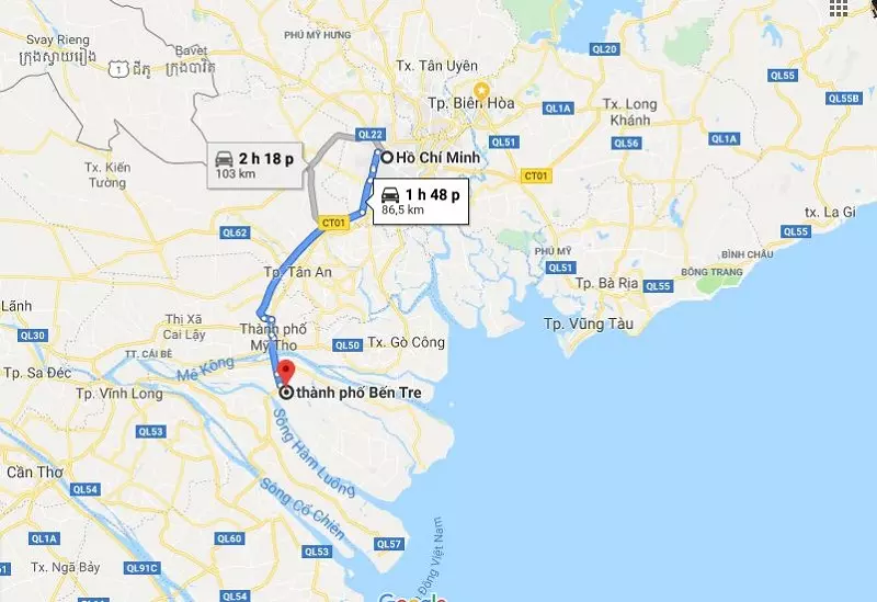 Bến Tre cách TPHCM bao nhiêu KM? Và cách di chuyển như thế nào?