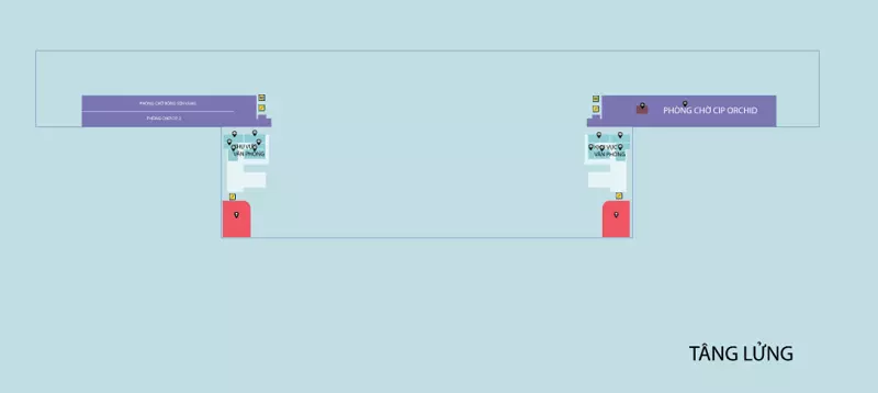 Sơ đồ tầng lửng Nhà ga Quốc tế sân bay Đà Nẵng (T2)