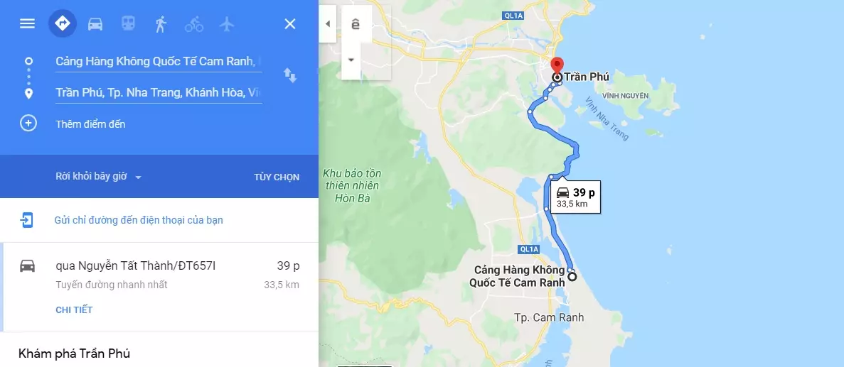 Bản đồ di chuyển về Đường Trần Phú, Nha Trang