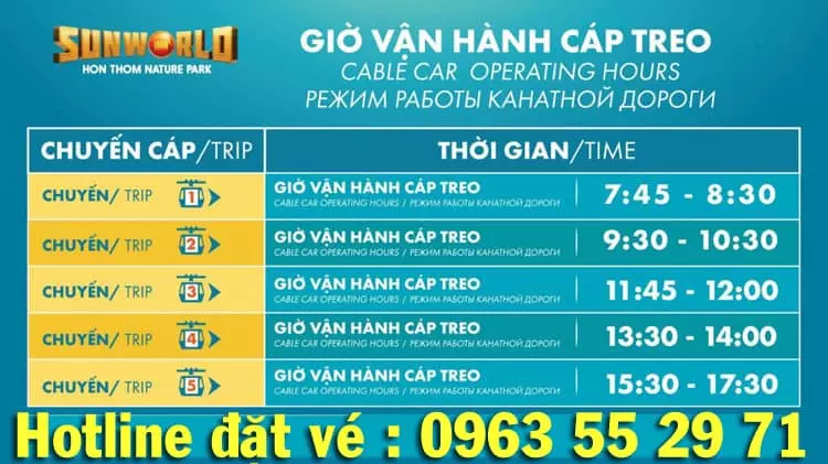 Lịch Hoạt Động Cáp Treo Hòn Thơm