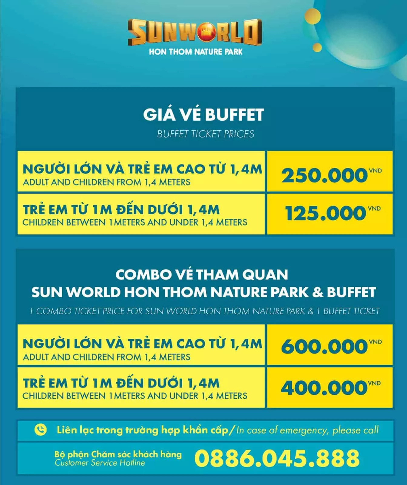 Bảng giá combo cáp treo và buffet tại Sun World