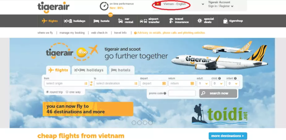 Thanh toán và thông tin liên lạc trên TigerAir