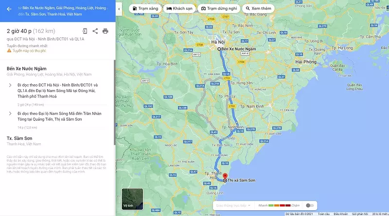 Biển Sầm Sơn cách TP Hà Nội 160km và di chuyển chưa đến 3 giờ đồng hồ