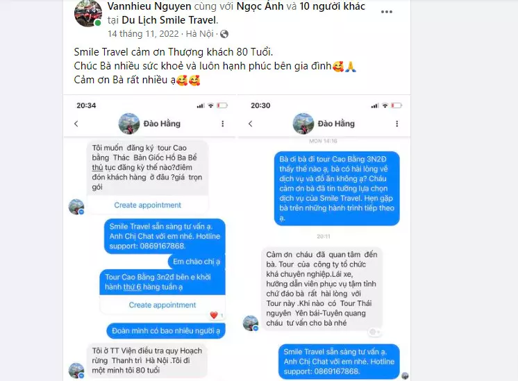 Feedback khách hàng đánh giá Smile Travel