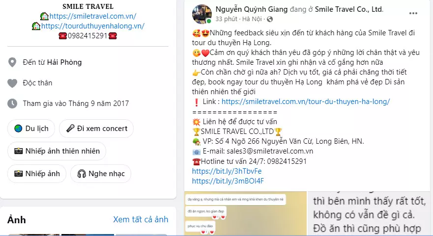 Feedback khách hàng đánh giá Smile Travel