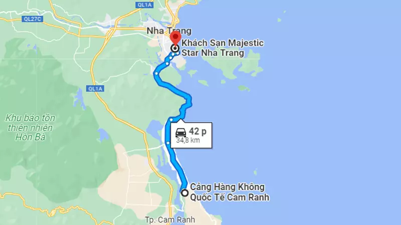 Đường Di Chuyển Tới Khách Sạn Majestic Star Nha Trang