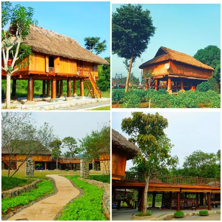 Resort An Lạc xây dựng theo lối kiến trúc nhà sàn dân tộc Mường.