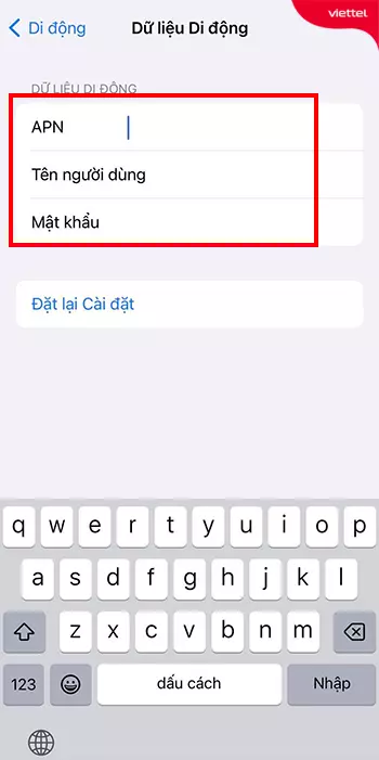 Cài mã APN trên iPhone