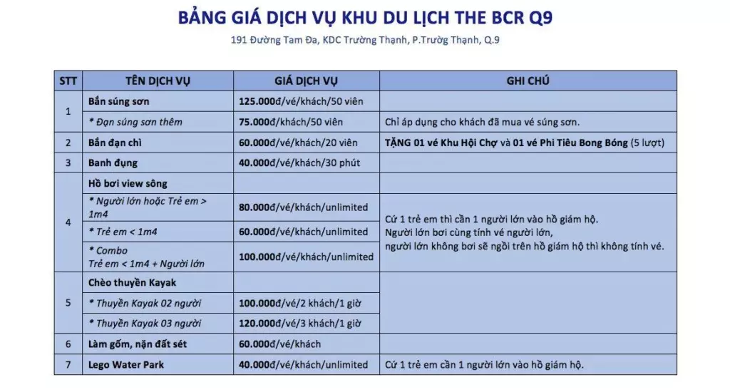 khu du lich bcr bang gia