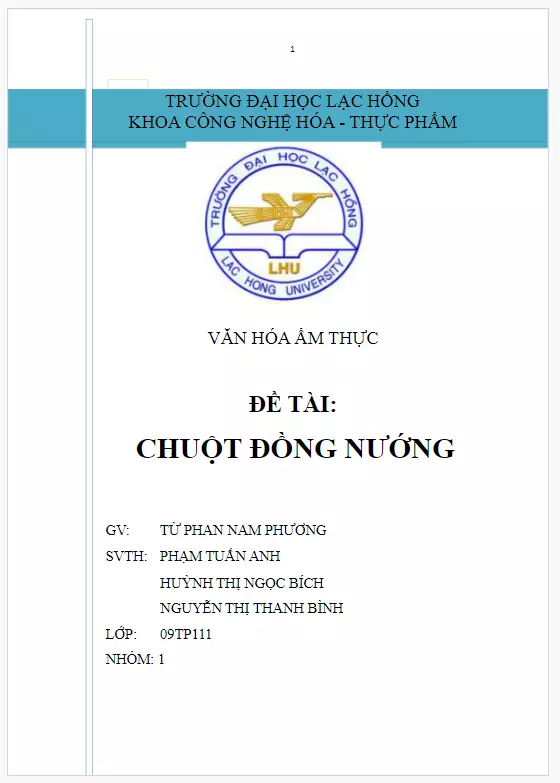 Tiểu luận chuột đồng nướng văn hóa ẩm thực