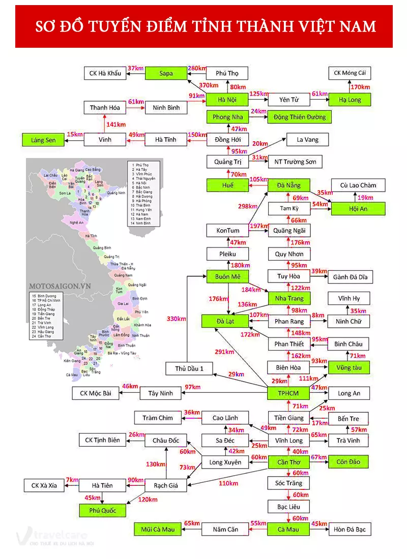 Sơ đồ tuyến địa điểm tỉnh thành Việt Nam. Ảnh st