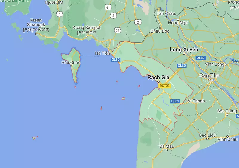Vị trí của đảo Phú Quốc trên bản đồ