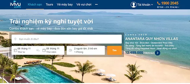 Trang web về du lịch đẹp Ivivu.com