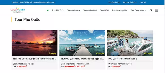 Trang web về du lịch đẹp Coco Travel