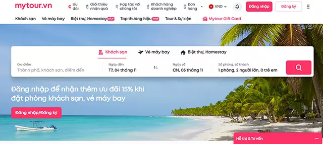 Trang web về du lịch đẹp Mytour.vn