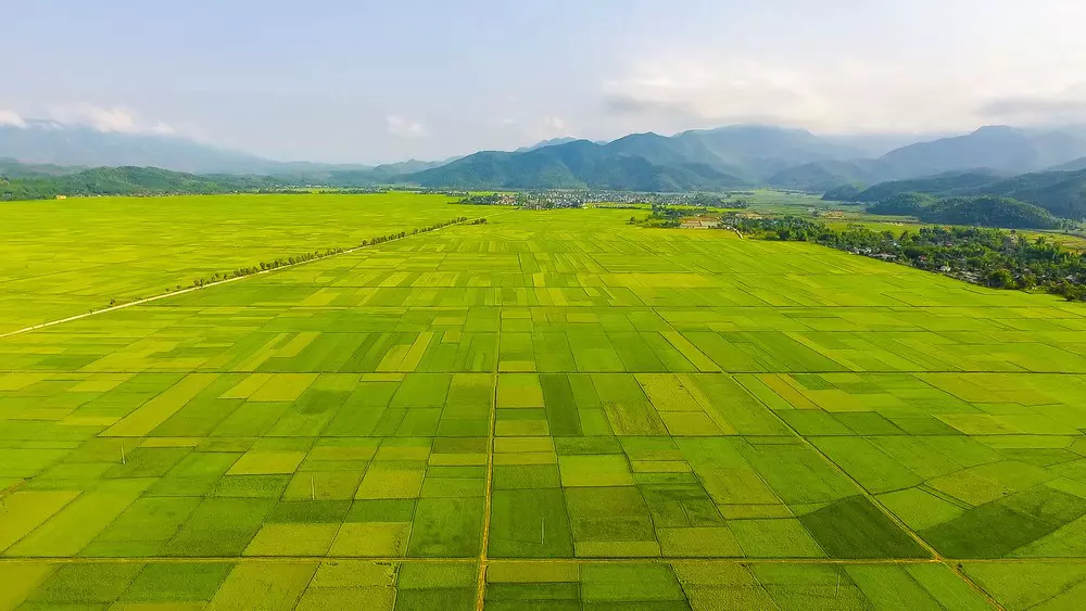 Khung cảnh cánh đồng Mường Thanh - Điện Biên Phủ - nhìn từ trên cao