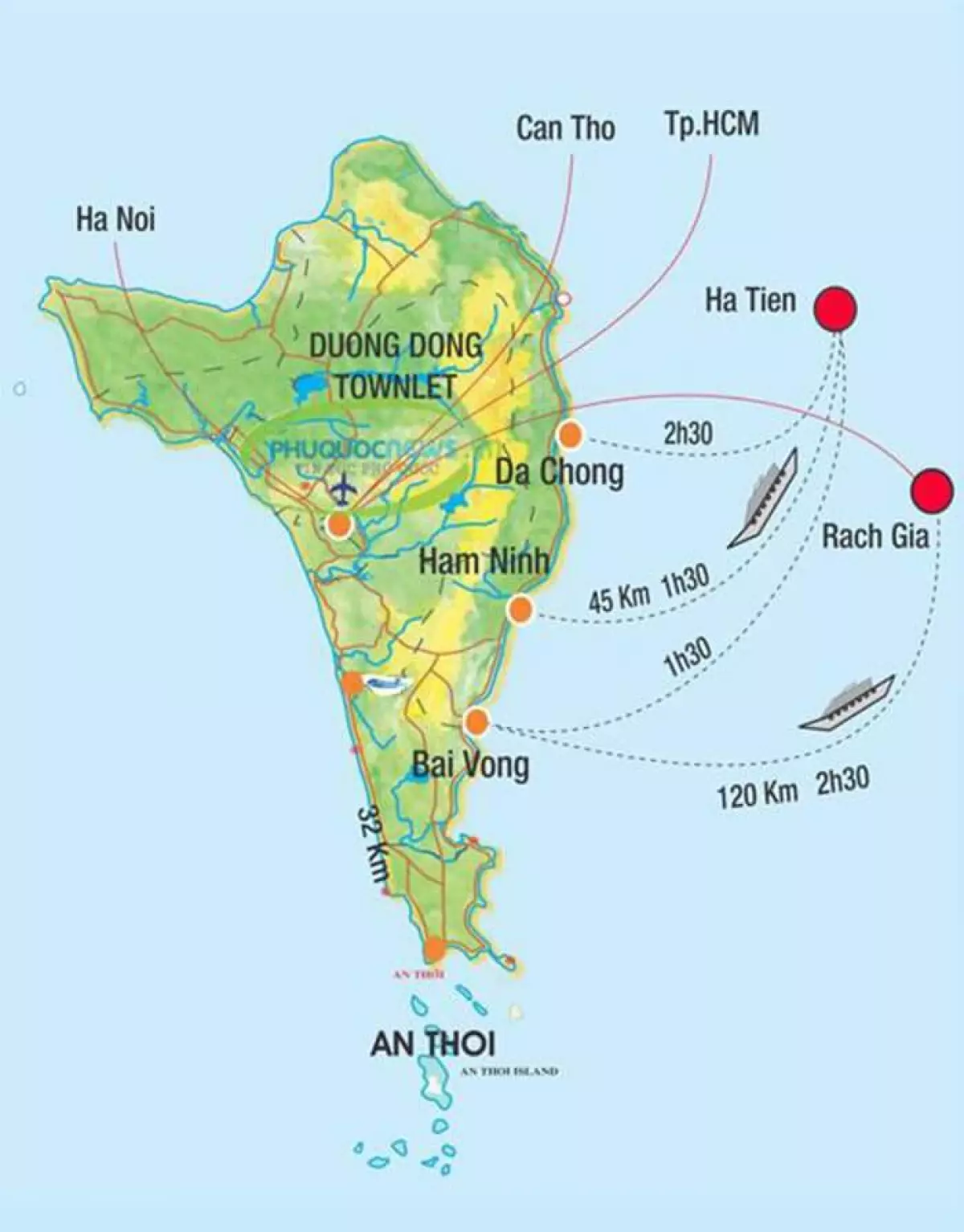 Bản đồ Di chuyển đến Phú Quốc