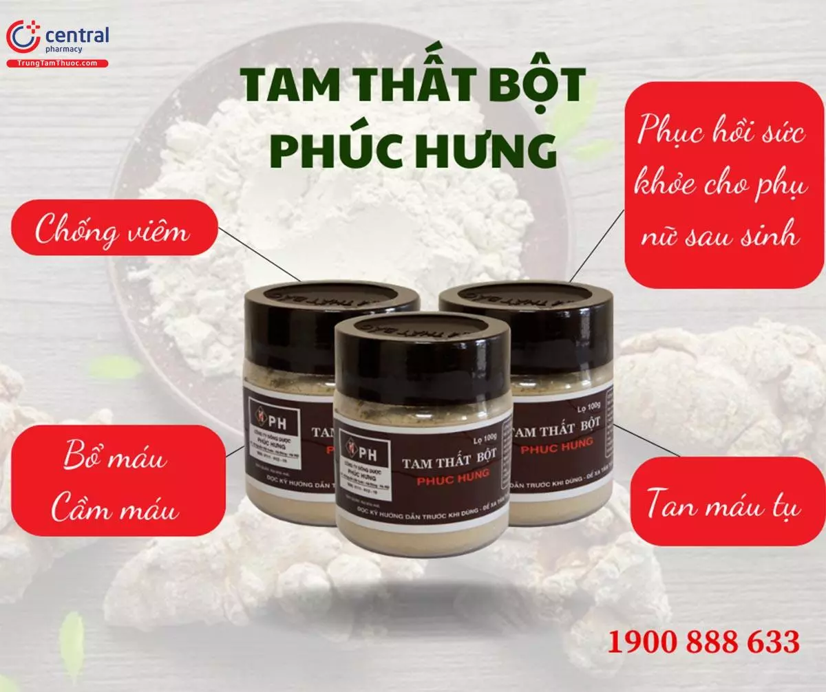 Tam thất bột Phúc Hưng giúp tăng cường sức khỏe, bồi bổ cơ thể