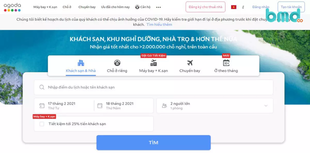 App đặt tour du lịch