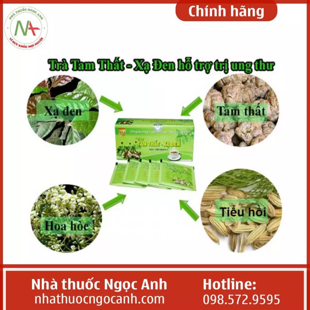 Sự kết hợp giữa các thành phần tạo nên Trà tam thất xạ đen Học Viện Quân Y