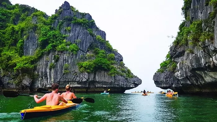 Chèo thuyền tham quan vịnh Lan Hạ