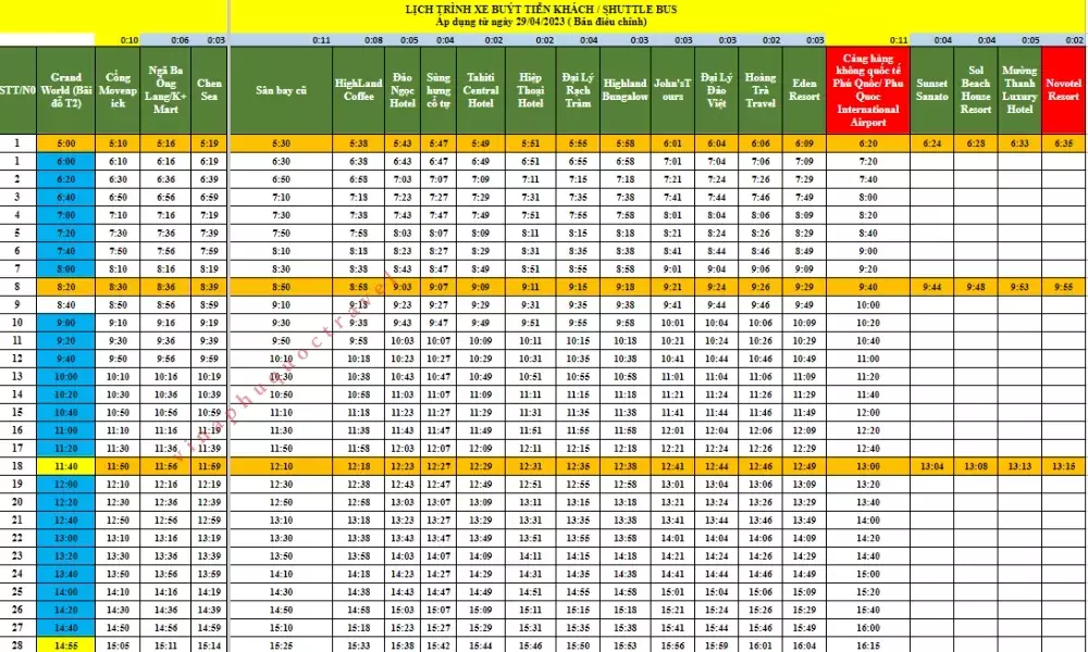 Lịch trình xe bus VinWonders Phú Quốc chi tiết MỚI NHẤT 2024