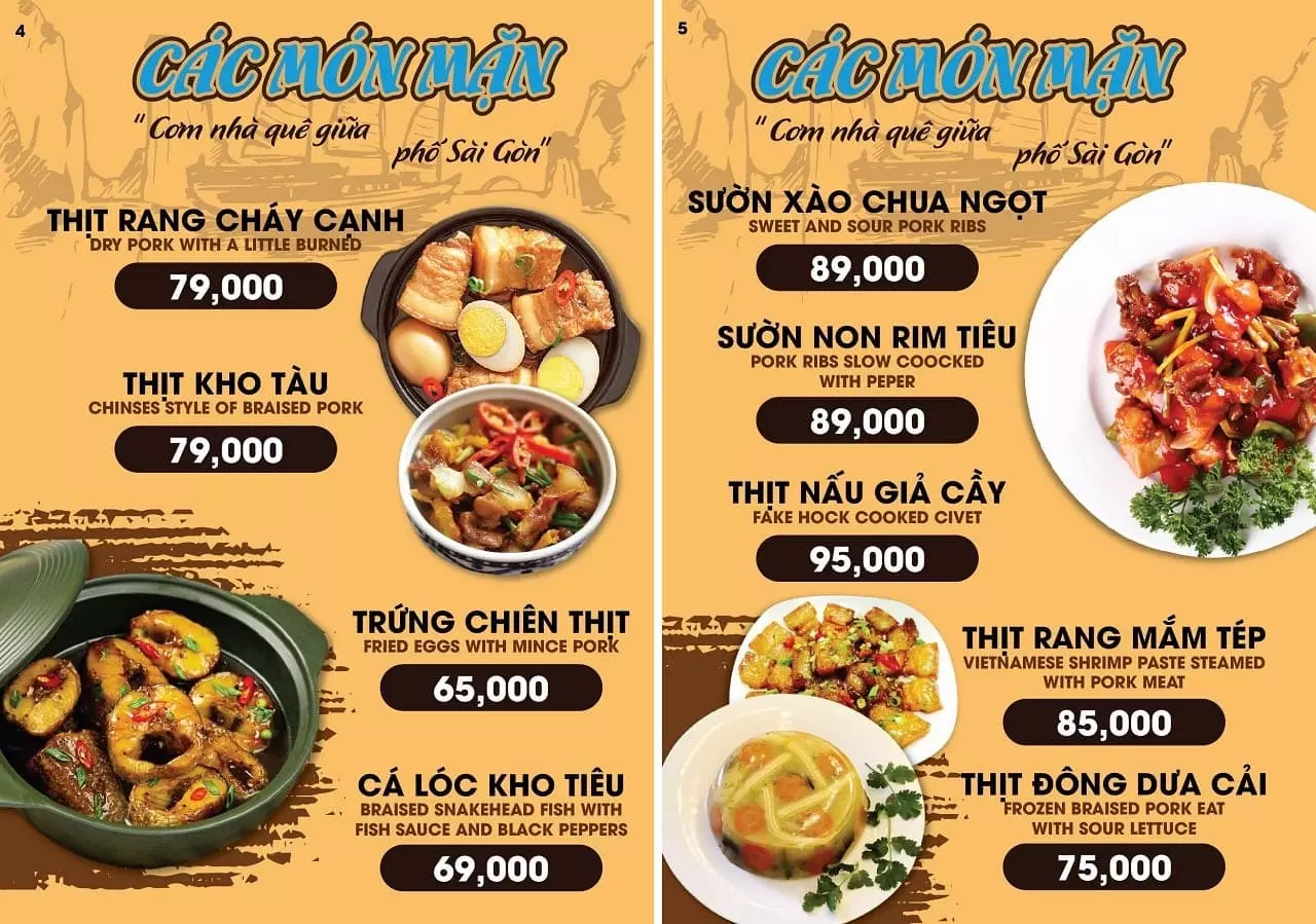 menu nhà hàng sang trọng