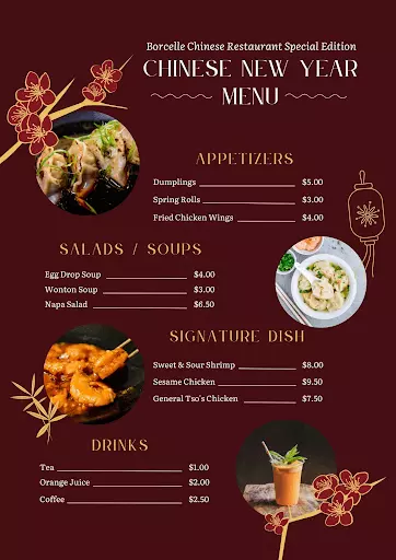 menu nhà hàng sang trọng