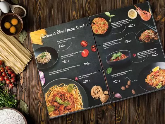 menu nhà hàng sang trọng