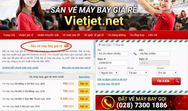 san ve may bay gia re vietjet air