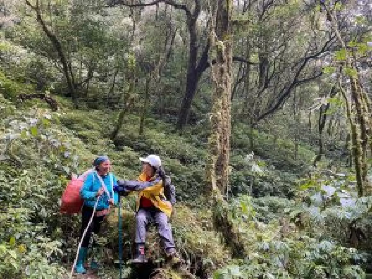 Đường trekking Putaleng có những porter bản địa đồng hành