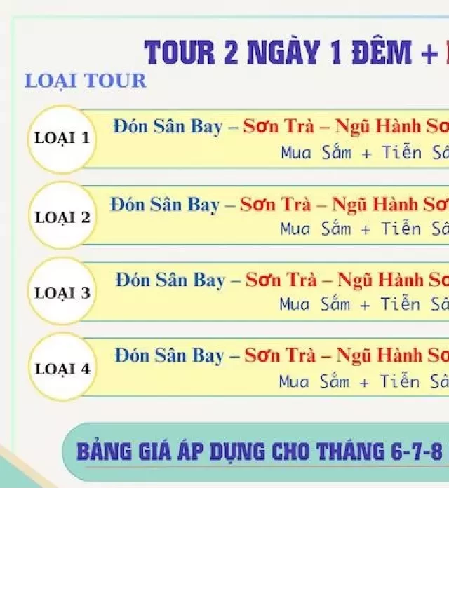   Tour Đà Nẵng 2 Ngày 1 Đêm Trọn Gói: Trải Nghiệm Thú Vị Tại Thành Phố Đáng Sống