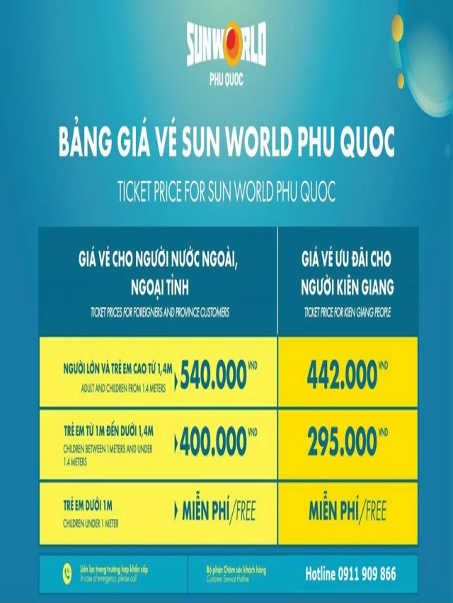   Bảng Giá Vé Cáp Treo Hòn Thơm | Sun World Phu Quoc T7/2022